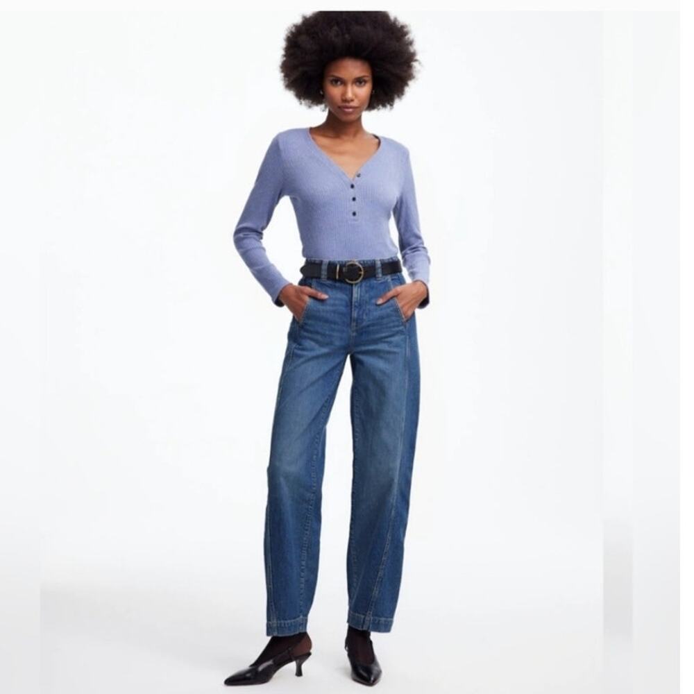 Madewell Woman's Tapered Denim Trouser Size 26 High Rise Waistline Mom Jean